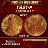 1921-p Lincoln Cent 1c ms66 rd SEGS