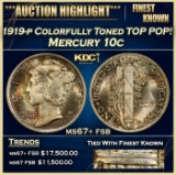 1919-p Mercury Dime Colorfully Toned TOP POP! 10c ms67+ fsb SEGS