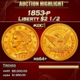 1853-p Gold Liberty Quarter Eagle $2 1/2 ms64+ SEGS