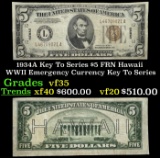 1934A $5 FRN Hawaii WWII Emergency Currency Key To Series Key To Series Grades vf++