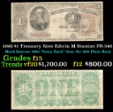 1890 $1 Treasury Note Edwin M Stanton Grades f+ FR-348