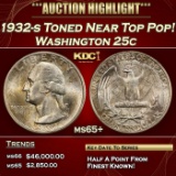 1932-s Washington Quarter Toned Near Top Pop! 25c ms65+ SEGS