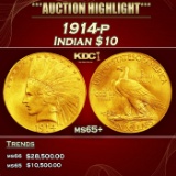 1914-p Gold Indian Eagle $10 ms65+ SEGS