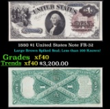 1880 $1 United States Note Grades xf FR-32