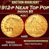 1912-p Gold Indian Half Eagle Near Top Pop! $5 ms65 USCG