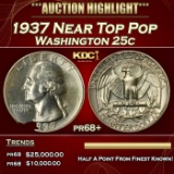 1937 Proof Washington Quarter Near Top Pop 25c pr68+ SEGS