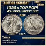 1936-s Walking Liberty Half Dollar TOP POP! 50c ms67+ SEGS