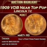 1909 VDB Lincoln Cent Near Top Pop 1c ms67+ RD SEGS