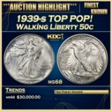 1939-s Walking Liberty Half Dollar TOP POP! 50c ms68 SEGS