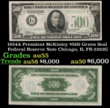 1934A $500 Green Seal Federal Reserve Note President McKinley Chicago, IL Grades Choice AU FR-2202G
