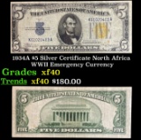 1934A $5 Silver Certificate North Africa WWII Emergency Currency Grades xf