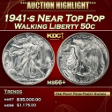 1941-s Walking Liberty Half Dollar Near Top Pop 50c ms66+ SEGS