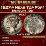 1927-p Mercury Dime Near Top Pop! 10c ms67+ FSB SEGS