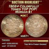 1902-p Morgan Dollar Colorfully Toned TOP POP! $1 ms67+ SEGS
