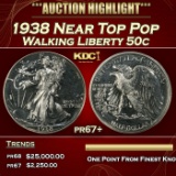 1938 Proof Walking Liberty Half Dollar Near Top Pop 50c pr67+ SEGS
