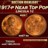 1917-p Lincoln Cent Near Top Pop! 1c ms67 rd SEGS