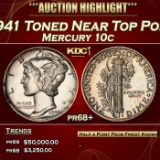 1941 Proof Mercury Dime Toned Near Top Pop 10c pr68+ SEGS