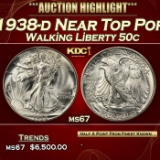 1938-d Walking Liberty Half Dollar Near Top Pop 50c ms67 SEGS