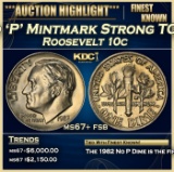 1982 No 'P' Mintmark Strong Roosevelt Dime TOP POP! 10c ms67+ fsb SEGS