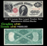 1917 $1 Large Size Legal Tender Note Grades xf Signatures Elliott/Burke