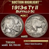 1913-s Ty II Buffalo Nickel 5c ms65 SEGS