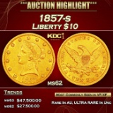 1857-s Gold Liberty Eagle $10 ms62 USCG
