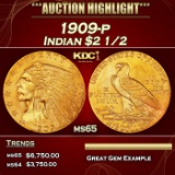 1909-p Gold Indian Quarter Eagle $2 1/2 ms65 SEGS