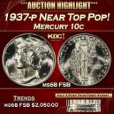 1937-p Mercury Dime Near Top Pop! 10c ms68 FSB SEGS