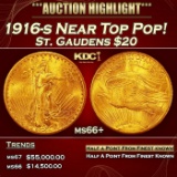 1916-s Gold St. Gaudens Double Eagle Near Top Pop! $20 ms66+ SEGS