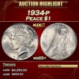 1934-p Peace Dollar $1 ms65+ SEGS