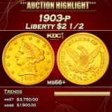 1903-p Gold Liberty Quarter Eagle $2 1/2 ms66+ SEGS