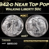 1942-d Walking Liberty Half Dollar Near Top Pop 50c ms67 SEGS