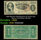 1886 $1 large size Silver Certificate Martha Washington Grades vf, very fine FR-219