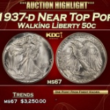 1937-d Walking Liberty Half Dollar Near Top Pop 50c ms67 SEGS