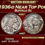 1936-d Buffalo Nickel Near Top Pop 5c ms67 SEGS