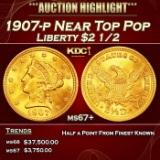 1907-p Gold Liberty Quarter Eagle Near Top Pop $2 1/2 ms67+ SEGS