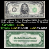 1934 $1000 Green Seal Federal Reserve Note President Grover Cleveland San Francisco, CA Grades Choic
