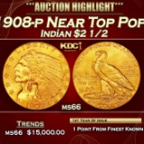 1908-p Gold Indian Quarter Eagle Near Top Pop! $2 1/2 ms66 USCG