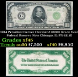 1934 $1000 Green Seal Federal Reserve Note President Grover Cleveland Chicago, IL Grades xf+ FR-2211