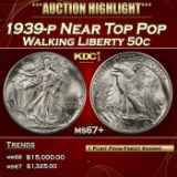 1939-p Walking Liberty Half Dollar Near Top Pop 50c ms67+ SEGS