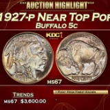 1927-p Buffalo Nickel Near Top Pop 5c ms67 SEGS