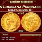 1903 Jefferson Louisiana Purchase Gold Commem Dollar Near Top Pop! 1 ms67+ SEGS