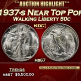 1937-s Walking Liberty Half Dollar Near Top Pop 50c ms67 SEGS