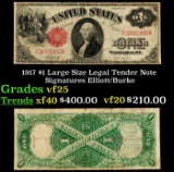 1917 $1 Large Size Legal Tender Note Grades vf+ Signatures Elliott/Burke