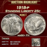 1918-p Standing Liberty Quarter 25c ms66+ FH SEGS