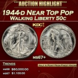 1944-d Walking Liberty Half Dollar Near Top Pop 50c ms67+ SEGS