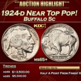 1924-d Buffalo Nickel Near Top Pop! 5c ms65+ SEGS