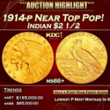 1914-p Gold Indian Quarter Eagle Near Top Pop! $2 1/2 ms66+ USCG