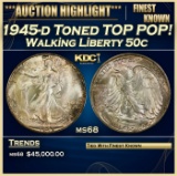 1945-d Walking Liberty Half Dollar Toned TOP POP! 50c ms68 SEGS