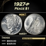 1927-p Peace Dollar $1 Grades ms63+